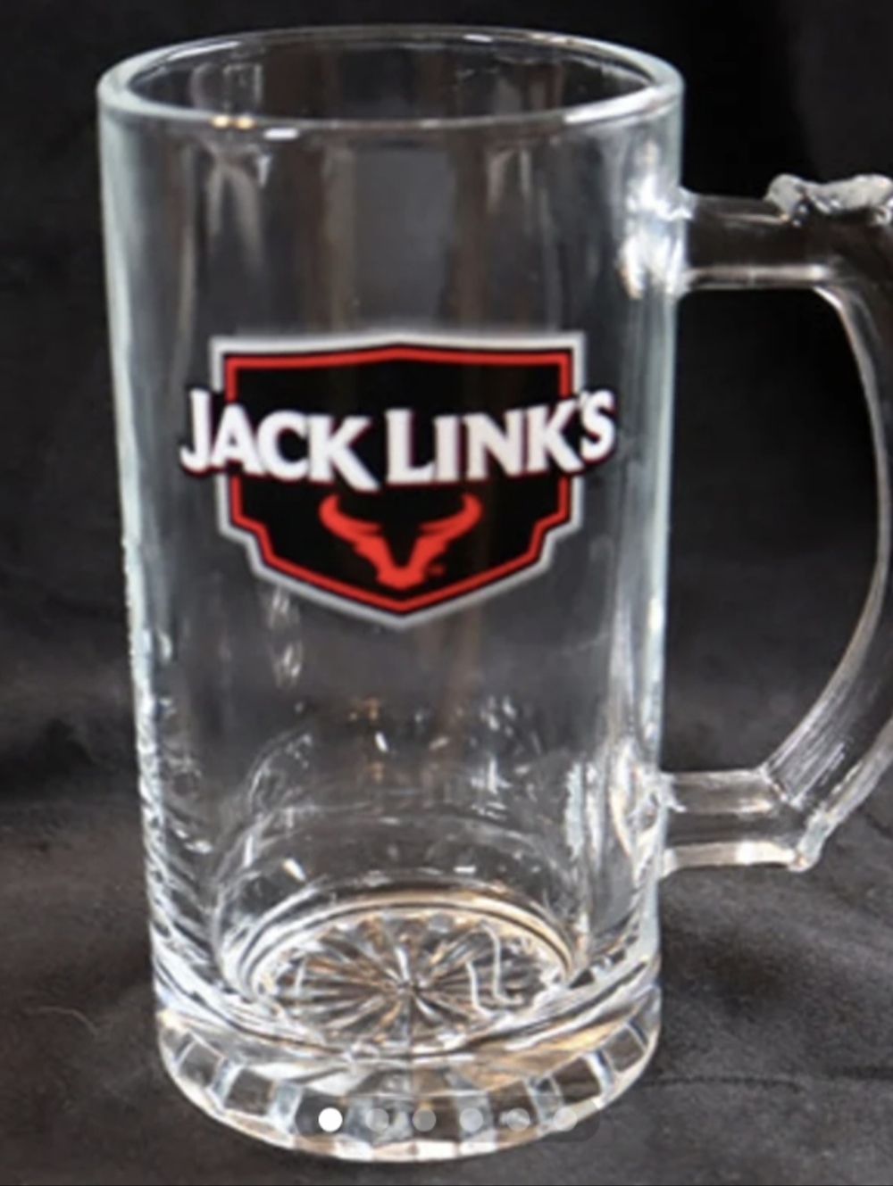 Jack Link's Collectible Beer Mug Cup Heavy Duty Clear Glass 16 oz.